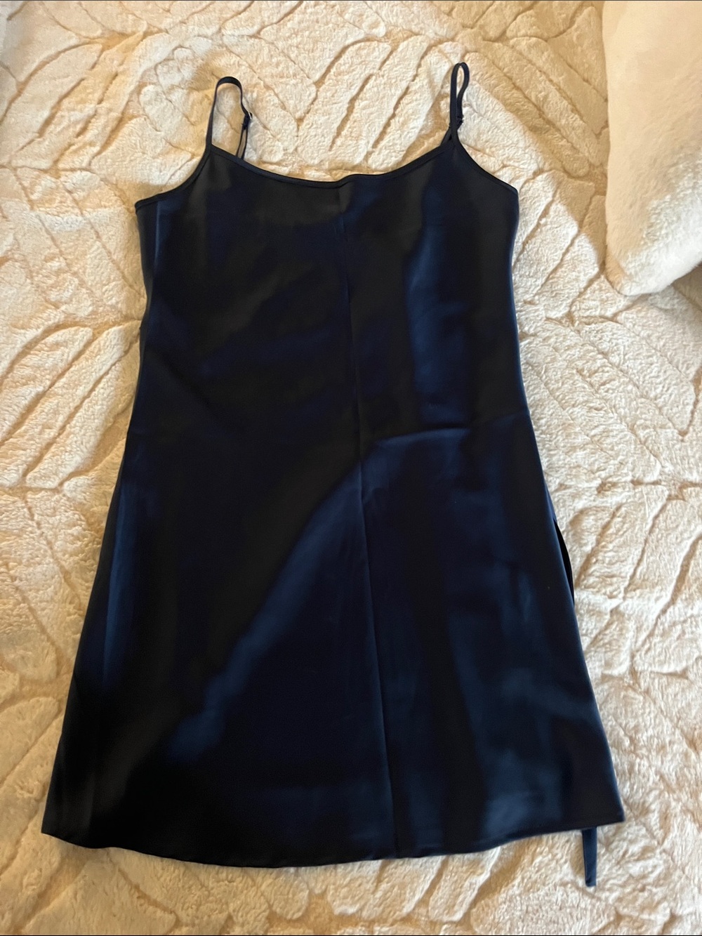Brandy Melville Navy Satin Slip Dress with Tag